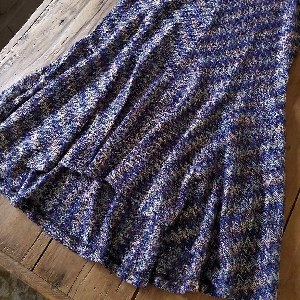 Anthropologie MAEVE Blue Motif Chevron Knit Dress Size Small